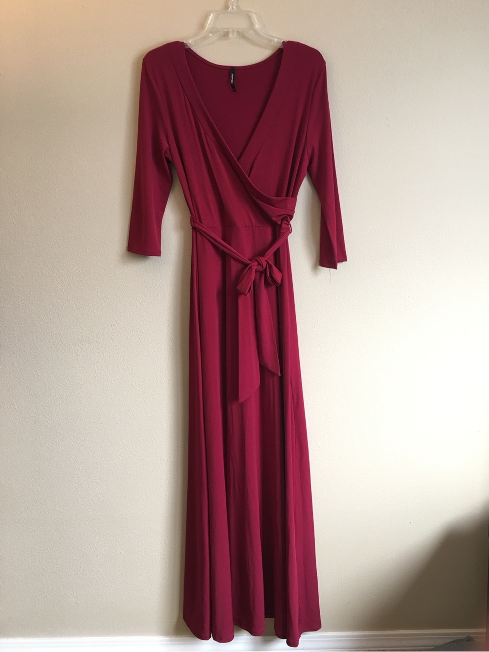 Janette Faux Wrap Maxi Dress Red Large